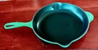 Creuset Cast Iron Enamel Frying Pan 10.25" Skillet #26 Green Double Spout Used. Price: $84.89.