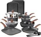 17-PIECE Nonstick Granite Cookware Set Induction Safe, Non-toxic, Black New. Price: $320.99.