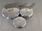 Lagostina Stainless Steel Irradial Plus Set Of 3 Sauce Pans 14, 16, 24 Cm Italy Used. Price: $89.95.