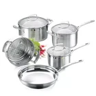 Scanpan Impact Piece Cookware Set With Steamer - Stainless Steel 5PC New. Price: $195.50.