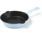 Hawok Cast Iron Enameled Skillet Frying Pan, Dia. 8INCH With Handle Cover Blue New. Price: $24.99.