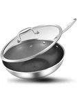 Lolykitch 10" Tri-ply Stainless Steel Wok Pan, Ceramic Non-stick, Induction Lid New. Price: $71.20.