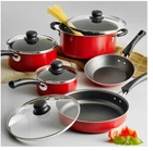 Tramontina Non-stick Red Cookware Set, 9 Piece New. Price: $29.19.
