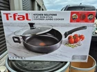 T-fal Covered Jumbo Cooker Skillet, 5 Qt Pro Glide Non Stick, Thermo Spot, New. Price: $31.49.