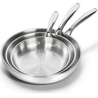Michelangelo Stainless Steel Frying Pan Triply Base Cooking Set, 8", 9.5"&11" New. Price: $141.65.