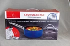 New Emeril Lagasse 1.5 Qt Ceramic Nonstick Sauce Pan W/ Lid Blue Induction Nib. Price: $24.95.