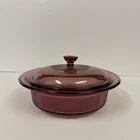 Pyrex Visions Corning Ware Bowl/lid Ribbed Glass Casserole Dish Cranberry V31B. Used. Price: $15.00.