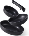 Non Stick Frying Pan Set 8", 10", 12" W/universal Detachable Handle, Black New. Price: $79.99.