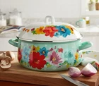 Pioneer Woman Breezy Blossom Enamel Steel 4 Quart Dutch Oven With Lid New. Price: $39.99.