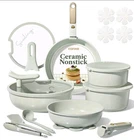 Carote 12-PIECE White/beige Ceramic Nonstick Pan Set Lids Utensils Induction New. Price: $135.99.