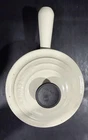 Vintage Creuset #16 White Enameled Cast Iron Saucepan Pot With Lid Used. Price: $45.00.