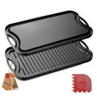 Nutrichef Kitchen Plate Reversible Cast Iron Griddle, Classic Flat Grill Pan New. Price: $40.00.