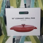 Servappetit 10" Ceramic Grill Pan With Lid In Red New. Price: $48.00.