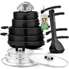 Nutrichef 17PCS Set Modern Kitchen Cookware Non-stick Pfoa Free & Glass Lids New. Price: $123.99.