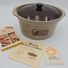Vtg. Amana Radarange Western Stoneware Crock Country Cooker Pot W/lid In Box. Price: $44.95.