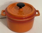 Staub Cocotte Mini Orange /red /flame Oval Ceramic Pot With Lid. Used. Price: $27.20.