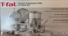 T-fal Pro Tri-ply Stainless Steel Cookware Set 13 Piece, 500F, Lids 350F Tfal Used. Price: $179.95.