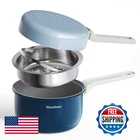 Ceramic Non Stick Cookware Set, 2.5QT Saucepan, 7" Egg Omelette & 18/10 Stai New. Price: $65.34.