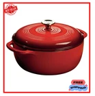 Lodge EC6D43 Red Quart Cast Iron Dutch Oven With Lid - Free Shipping New. Price: $66.99.
