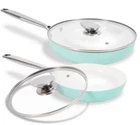 Jeetee Ceramic Frying Pan Skillet Set With Lid, 8", 10" New. Price: $58.00.