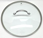 Curtis Stone 11" Vented Lid For Pot Stainless Steel Rim Dense Tempered Glass Used. Price: $12.00.