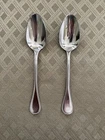 2 Couzon Perle 18-10 Stainless Soup Spoons France 7 1/8" Beaded Edge Used. Price: $24.99.