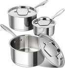 Michelangelo Stainless Steel Saucepan Set With 1+2+3 Qt, Silver New. Price: $109.99.