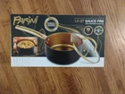 New Box, 18K Parini, 1.5 Qt Gold Collection Sauce Pan W/tempered Glass Lid.. Price: $25.00.