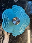 Le Creuset Cast Iron Flower Cocotte Fafa - Turquoise Rare 2.25 Qt No Box New. Price: $450.00.