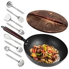 Carbon Steel Wok Stir Fry Pans With Wooden Handle Lid Cookware Set 12.6" Leidawn New. Price: $45.86.