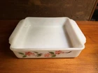Anchor Hocking Fire-king 8" Square Baking Dish Floral Design Used. Price: $42.00.