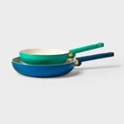 Ceramic Nonstick Fry Pan Set Teal Green/blue 8IN, 10IN - Tabitha Brown New. Price: $25.00.