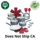 Tasty Clean Ceramic Non-stick Aluminum Cookware Set, 16 Piece, Slate Blue, New. Price: $77.99.