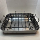 Calphalon 1805 Rectangle Roasting Pan 16" 13 3/4" X 3.5" With Handles & Rack Used. Price: $44.99.