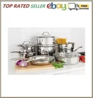 Viking 13-PIECE Tri-ply Stainless Steel Cookware Set With Glass Lids New. Price: $427.91.