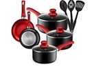 Aheim 11PCS Red Pots And Pans Set, Aluminum Nonstick Cookware New. Price: $59.99.