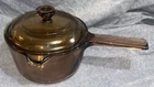 Ware Visions Amber Cooking Glass Pot Sauce Pan With Lid 1.0L 1L Usa Used. Price: $24.99.