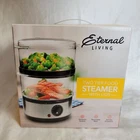 New Eternal Living Two Tier Food Steamer W/lids Stackable 8" X Nib. Price: $12.50.