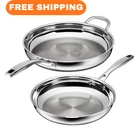 Cuisinart 2-PIECE Premium Tri-ply Skillet Set 10 & 12 Stainless Steel Frying New. Price: $119.99.