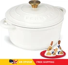 Overmont Enameled Cast Iron Dutch Oven -5.5QT Pot For Braising,stews,pearl White New. Price: $38.99.