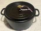 Staub Cast Iron 7 Qt, Round, Dutch Oven, Black New. Price: $225.00.