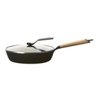 Vermicular Frying Pan W/ Glass Lid 10.2 Enameled Cast Iron Skillet Oak Handle New. Price: $211.95.