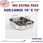 All-clad Large 16"X 13" Stainless Steel Roasting Pan With Rack, Nonstick, New. Price: $149.99.