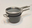 Calphalon Premier Hard Anodized Nonstick 2.5 & 3.5 Qt Sauce Pan Space Saver Lid Used. Price: $69.99.