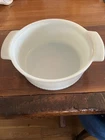 Vintage Anchor Hocking Fire #1438 Milk Glass 2 Qt Handled Casserole Dish Used. Price: $11.90.