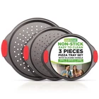 Nutrichef 3 Pcs Pizza Tray Set W/ Silicone Handle- Non-stick Pan (gray Coating) New. Price: $21.99.