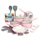 Tasty Clean Ceramic 16 Piece Non-stick Aluminum Cookware Set, Pink Free Ship New. Price: $62.96.