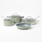 7PC Nonstick Ceramic Coated Aluminum Cookware Set Sage Green - Figmint : New. Price: $89.99.