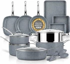 Granitestone 20 Pc Pots And Pans Nonstick Ceramic Cookware Set, Gray New. Price: $123.95.