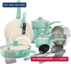 Greenlife Soft Grip 16 Piece Cookware Set, Non-toxic Pfas-free Ceramic Nonstick, New. Price: $118.11.